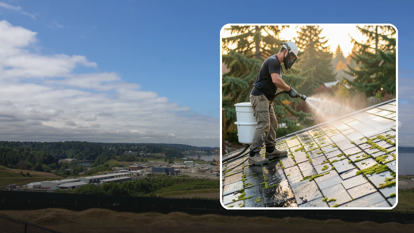 Tile Roof Cleaning in University Place, Pierce County, WA - Detailed cleaning for concrete and clay tile roofs that clears moss and algae from every contour and valley.