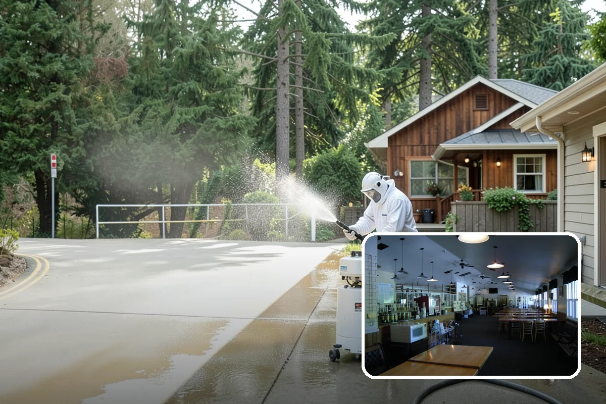 Tire Mark Removal in Black Diamond, King County, WA - Breaks down bonded rubber residue from turning zones