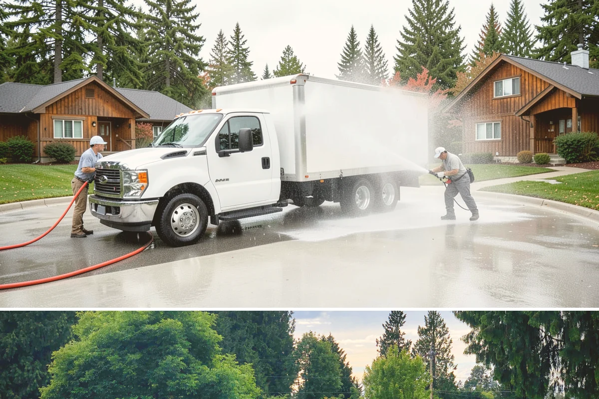 Tire Mark Removal in Bonney Lake, Pierce County, WA - Any dry stretch works well, with summer offering faster drying between treatment passes.
