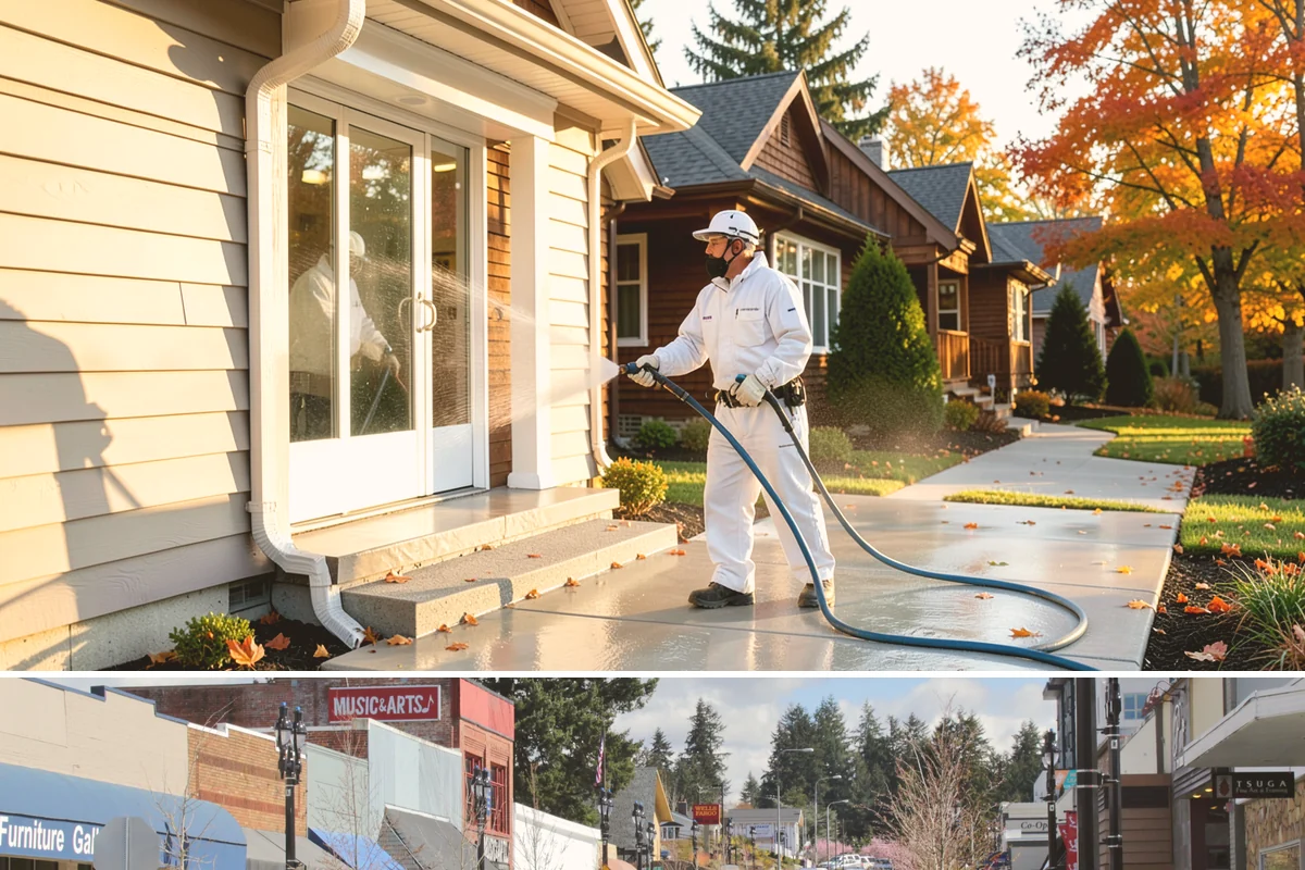 Tire Mark Removal in Bothell, King County, WA - Any dry stretch works well, with summer offering faster drying between treatment passes.
