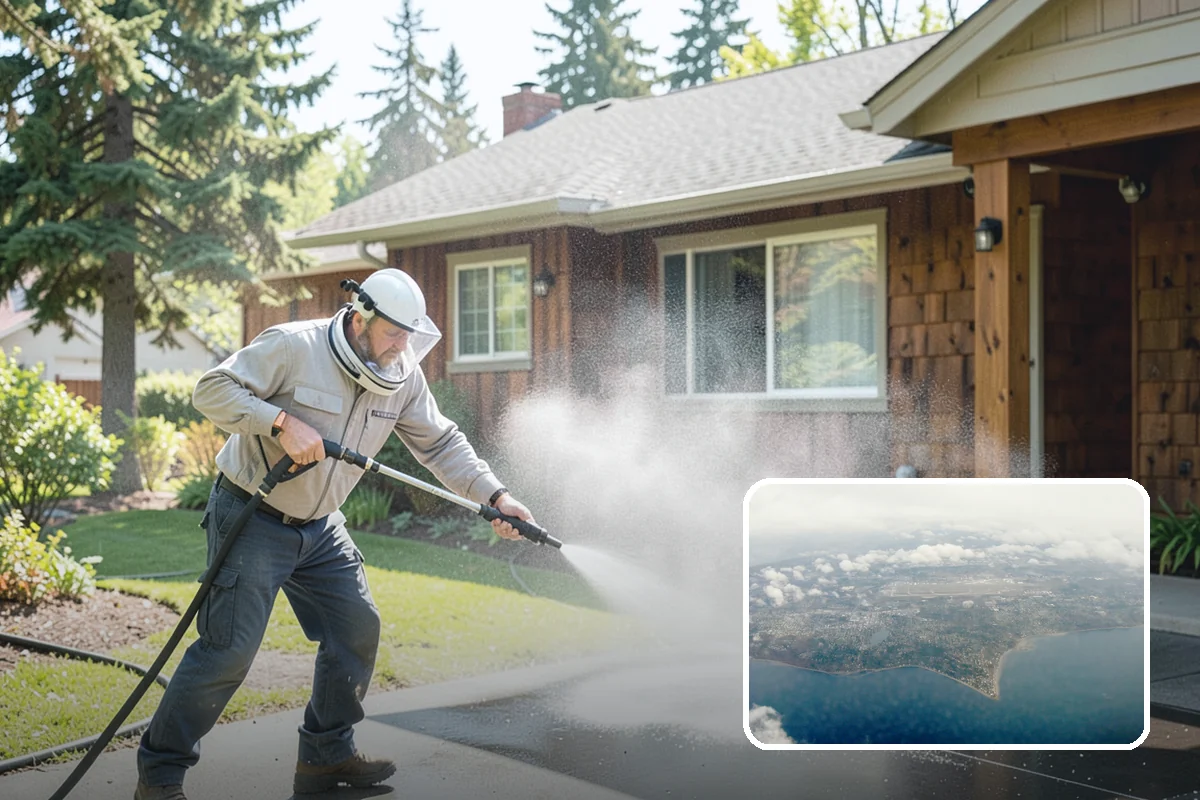 Tire Mark Removal in Burien, King County, WA - Breaks down bonded rubber residue from turning zones