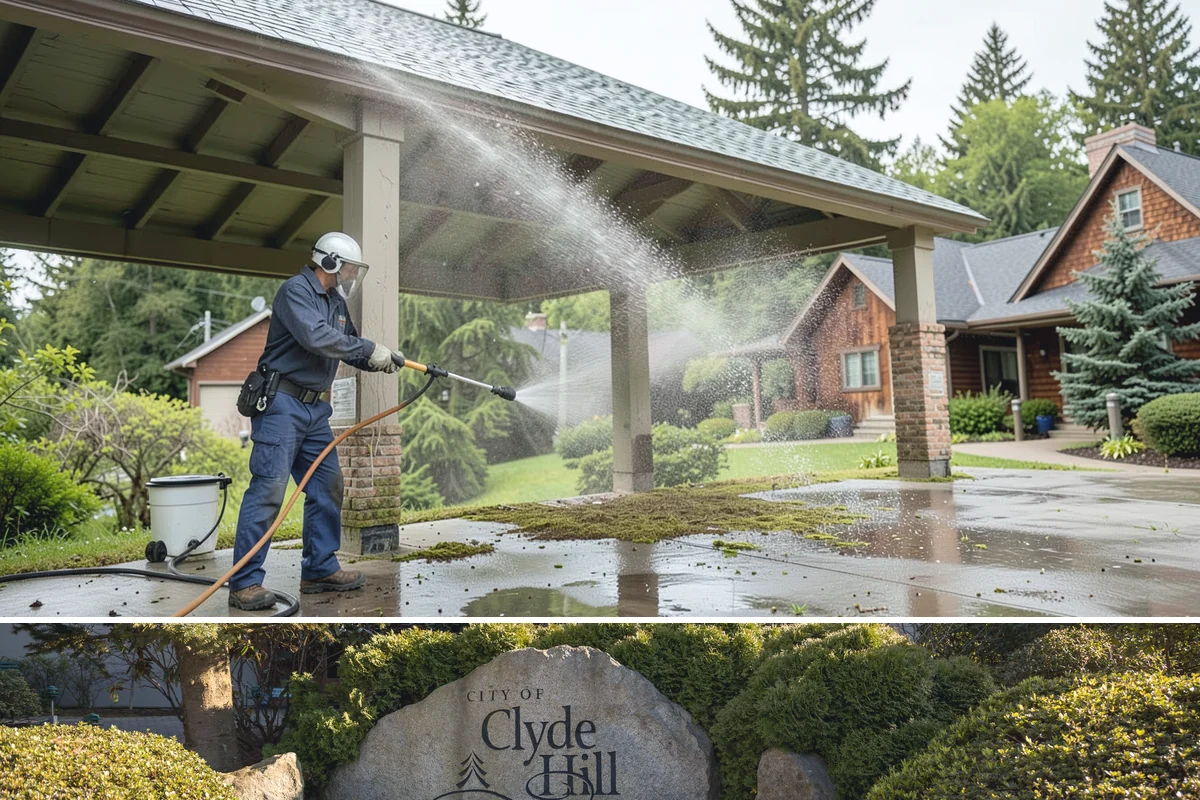 Tire Mark Removal in Clyde Hill, King County, WA - Any dry stretch works well, with summer offering faster drying between treatment passes.