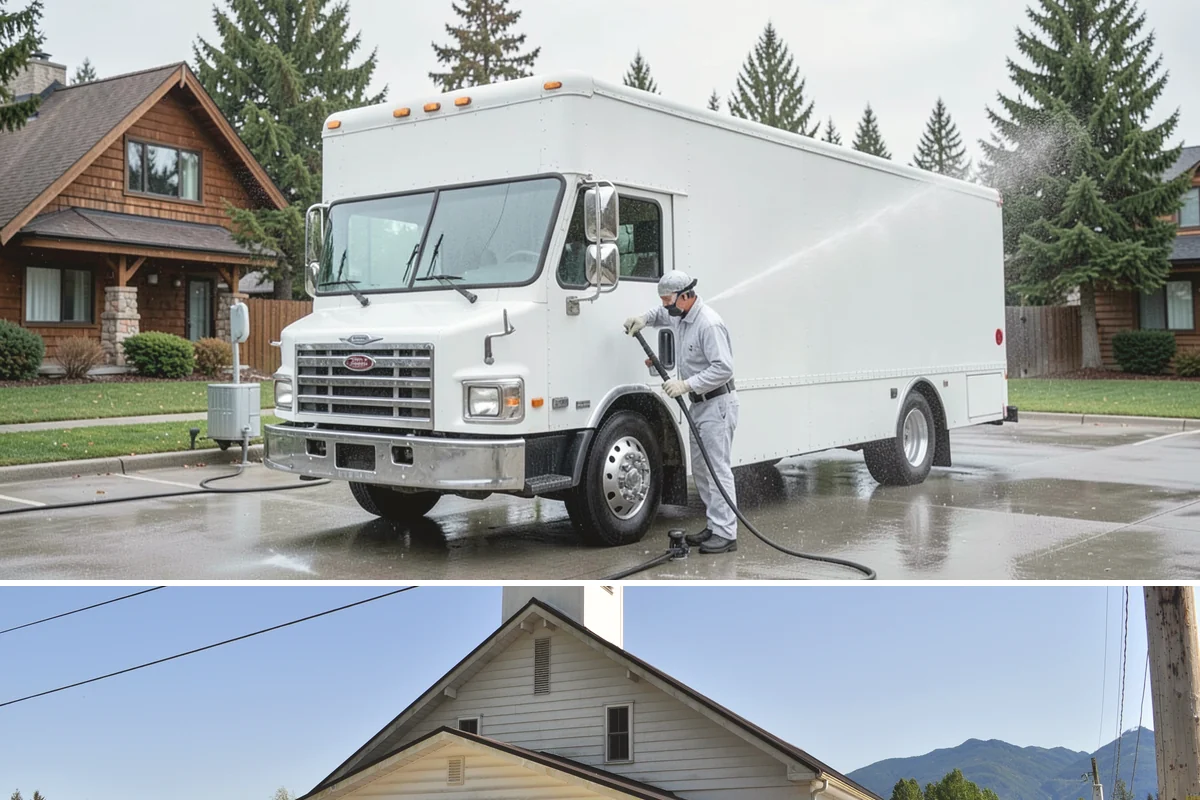 Tire Mark Removal in Concrete, Skagit County, WA - Any dry stretch works well, with summer offering faster drying between treatment passes.