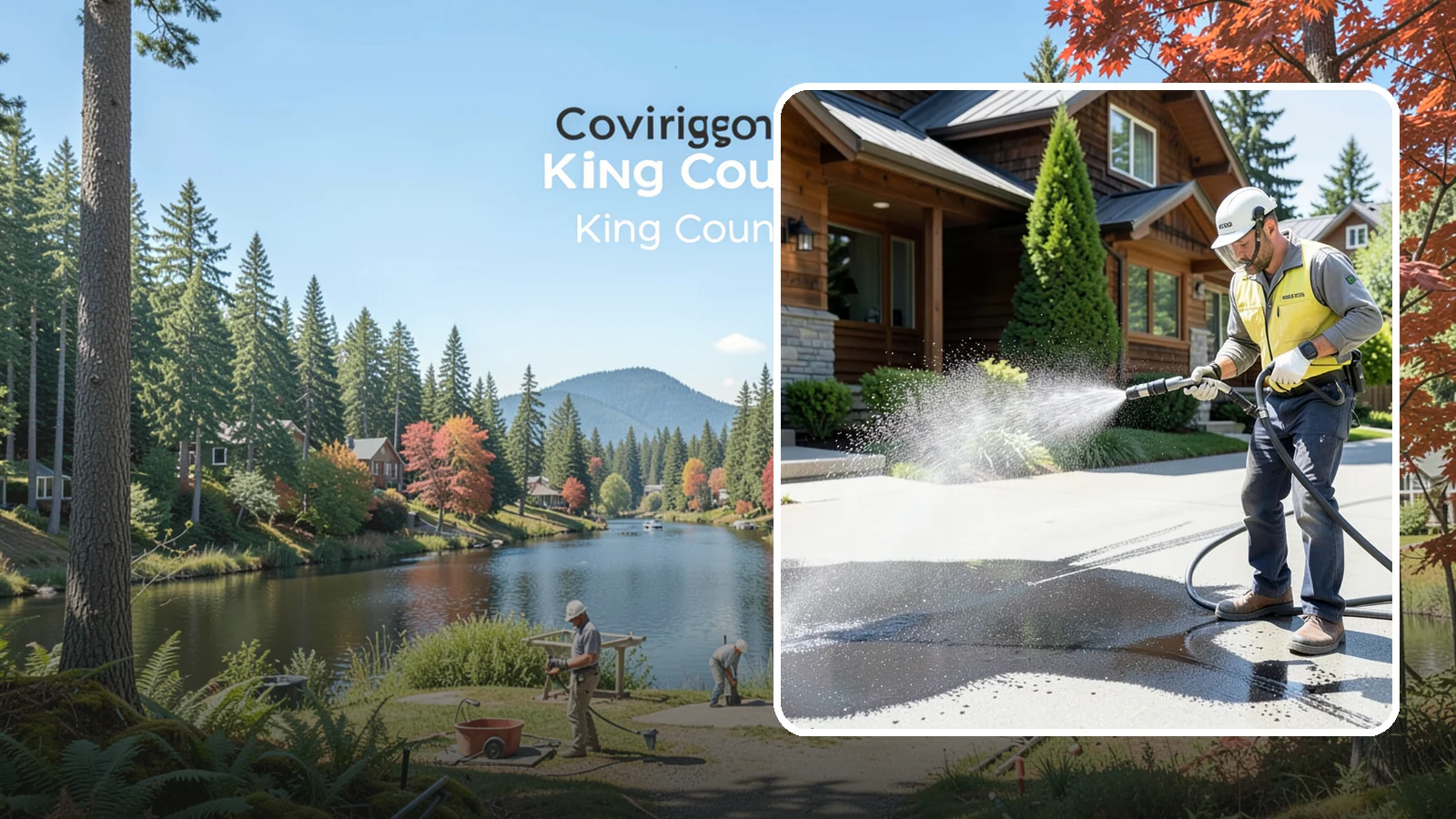 Tire Mark Removal in Covington, King County, WA - Removal of black tire marks and scuffs that build up where vehicles turn and brake on driveways.
