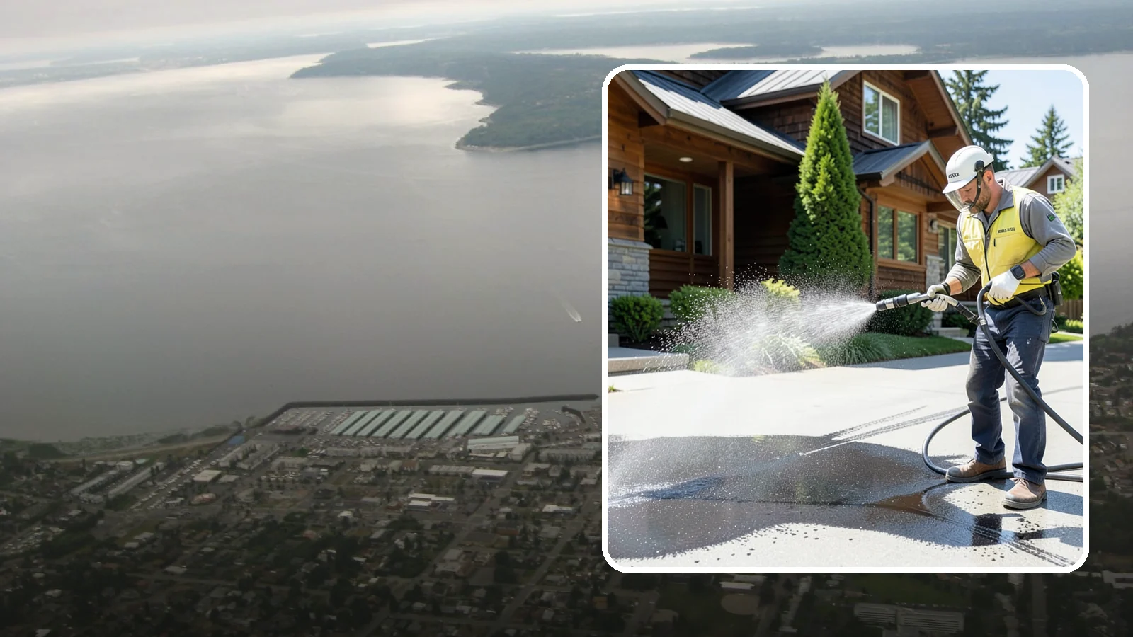 Tire Mark Removal in Des Moines, King County, WA - Removal of black tire marks and scuffs that build up where vehicles turn and brake on driveways.