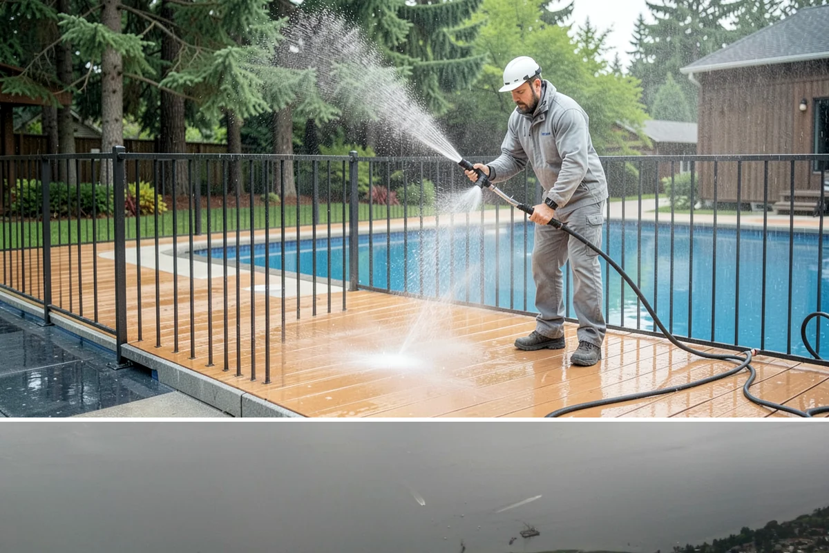Tire Mark Removal in Des Moines, King County, WA - Any dry stretch works well, with summer offering faster drying between treatment passes.