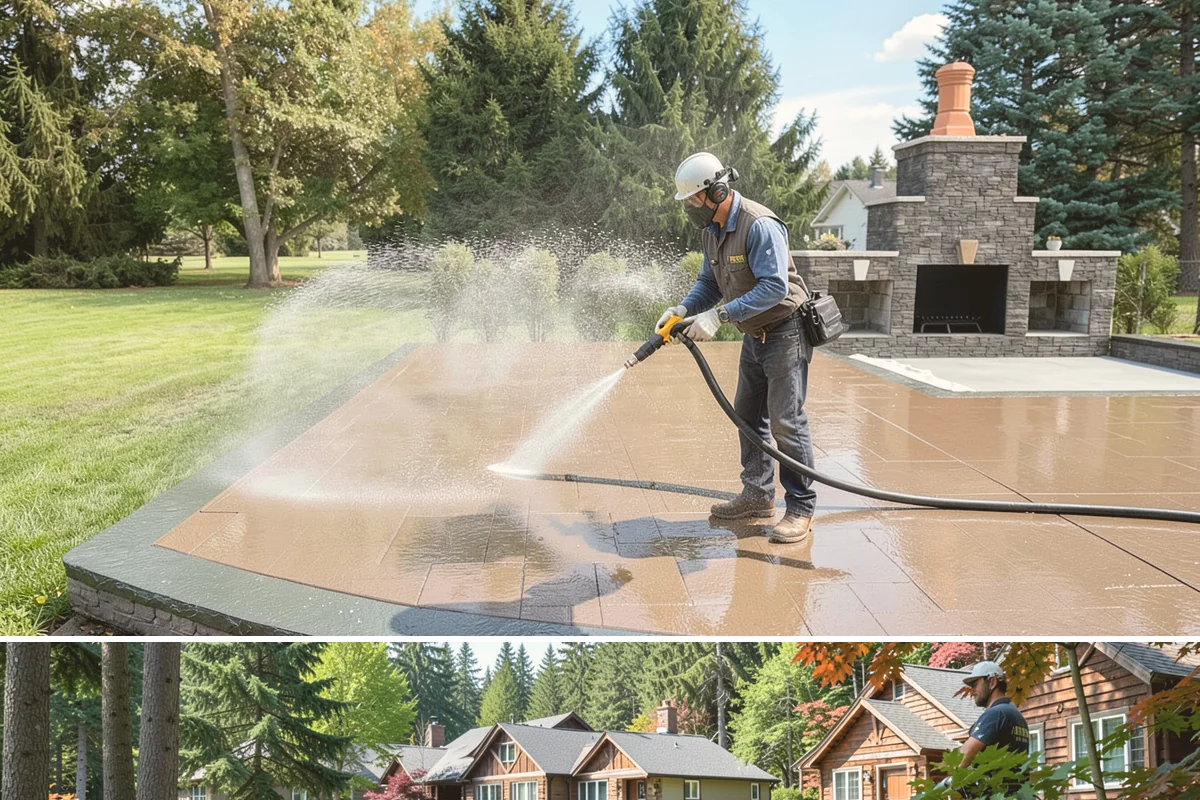 Tire Mark Removal in Edgewood, Pierce County, WA - Any dry stretch works well, with summer offering faster drying between treatment passes.