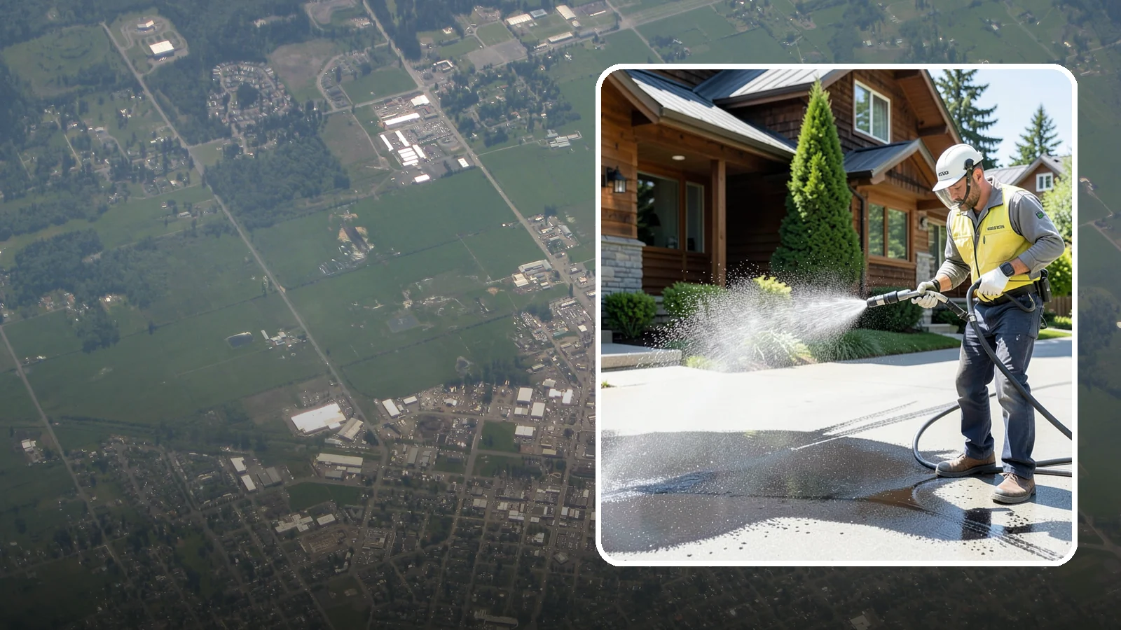 Tire Mark Removal in Enumclaw, King County, WA - Removal of black tire marks and scuffs that build up where vehicles turn and brake on driveways.