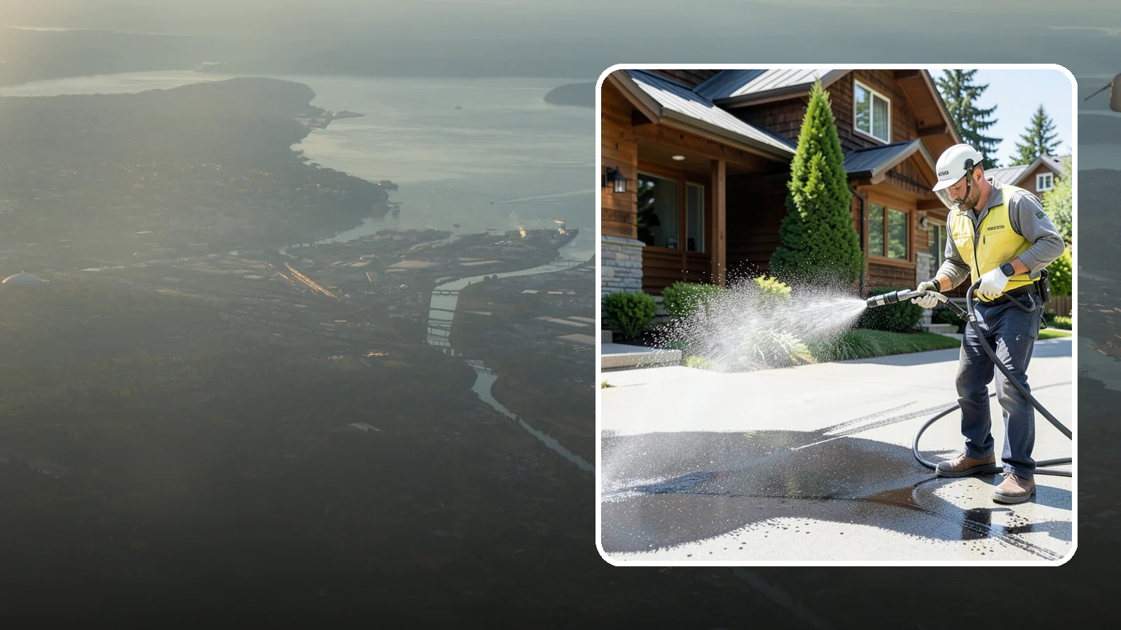Tire Mark Removal in Fife, Pierce County, WA - Removal of black tire marks and scuffs that build up where vehicles turn and brake on driveways.