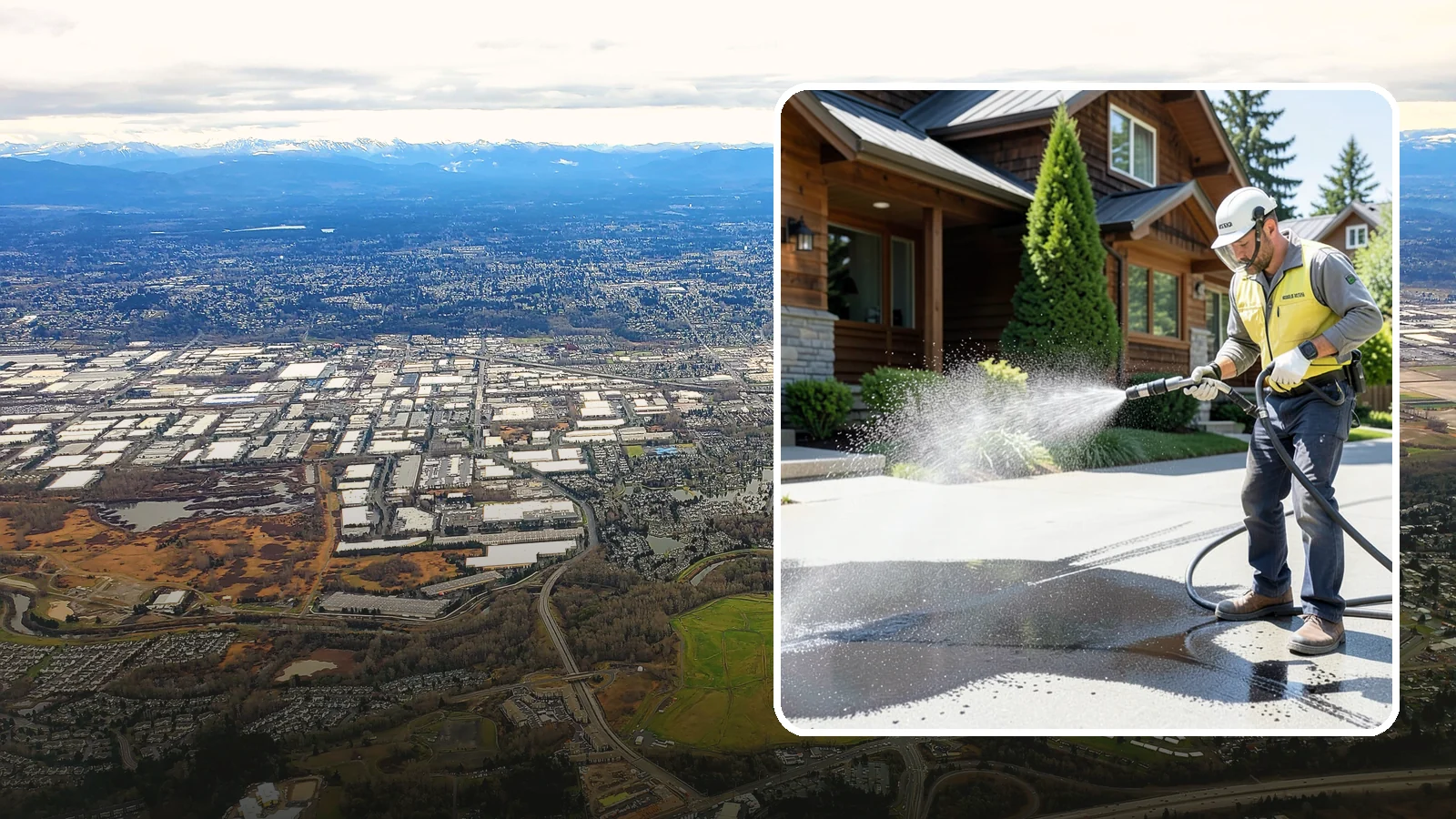 Tire Mark Removal in Kent, King County, WA - Removal of black tire marks and scuffs that build up where vehicles turn and brake on driveways.