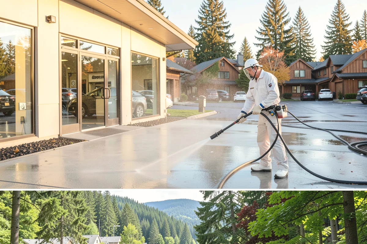 Tire Mark Removal in Lake Forest Park, King County, WA - Any dry stretch works well, with summer offering faster drying between treatment passes.