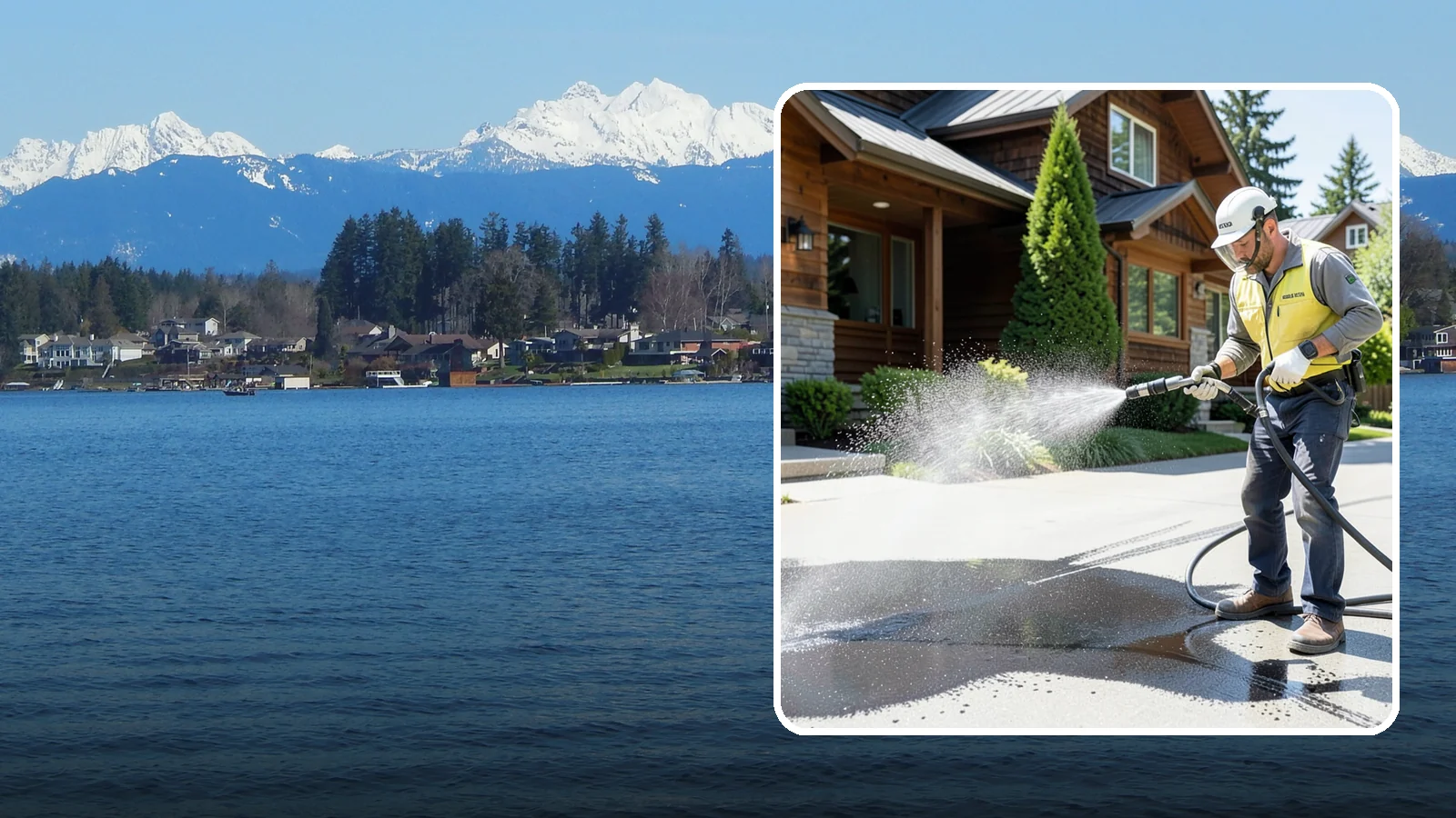Tire Mark Removal in Lake Stevens, Snohomish County, WA - Removal of black tire marks and scuffs that build up where vehicles turn and brake on driveways.