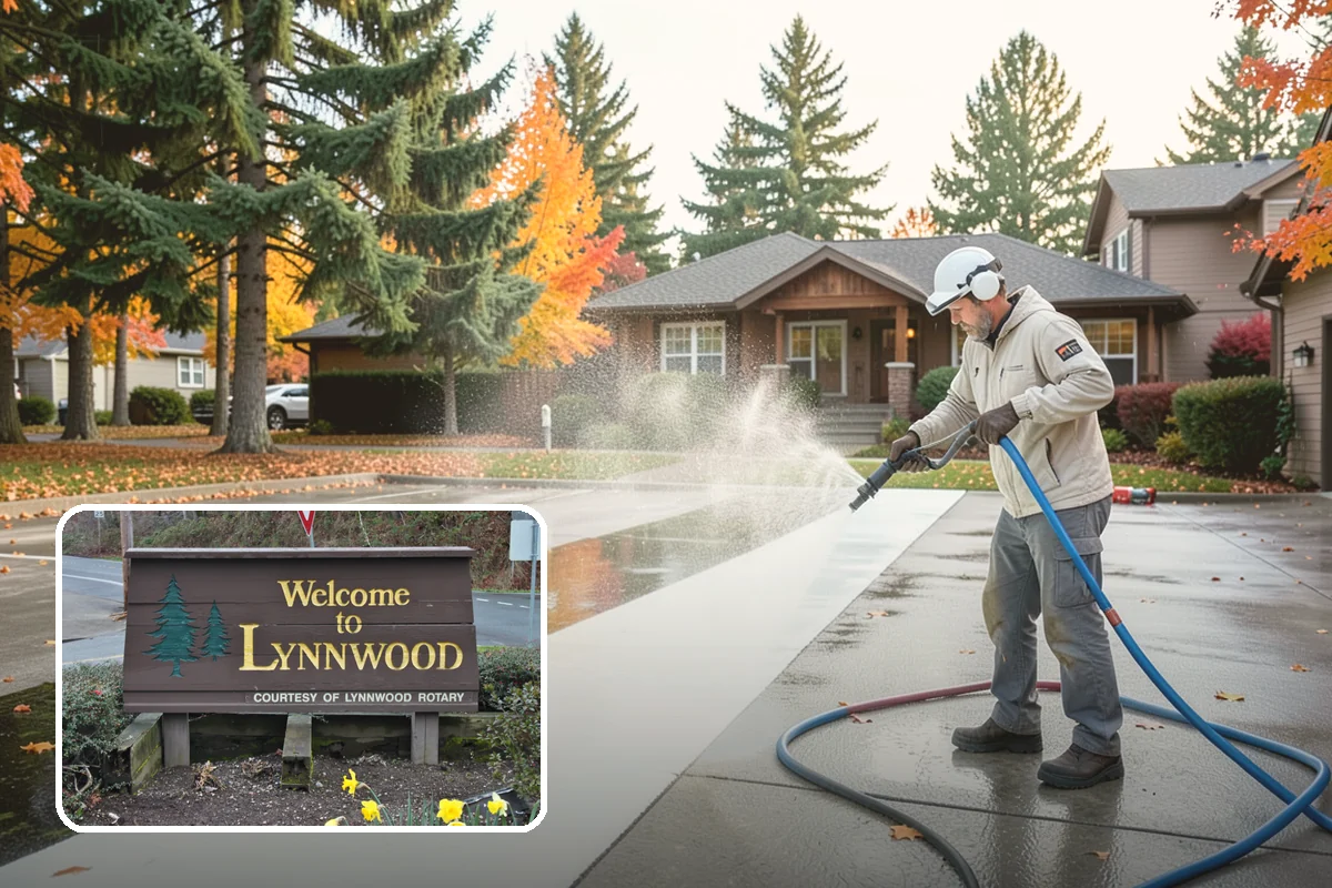 Tire Mark Removal in Lynnwood, Snohomish County, WA - Breaks down bonded rubber residue from turning zones
