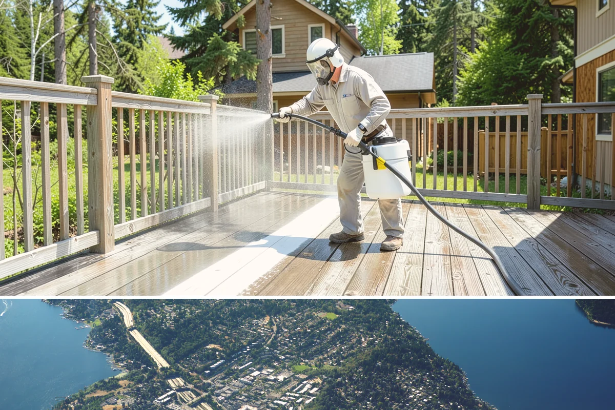 Tire Mark Removal in Mercer Island, King County, WA - Any dry stretch works well, with summer offering faster drying between treatment passes.