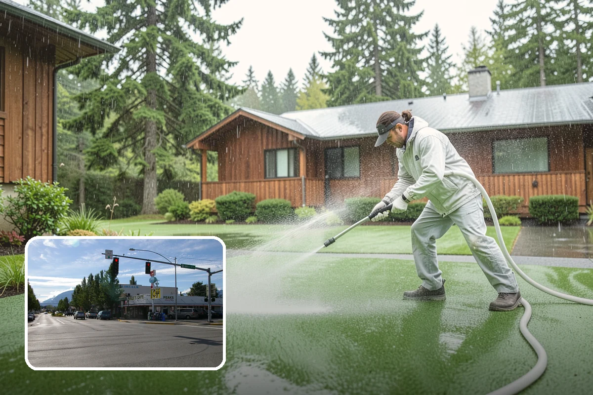 Tire Mark Removal in North Bend, King County, WA - Breaks down bonded rubber residue from turning zones