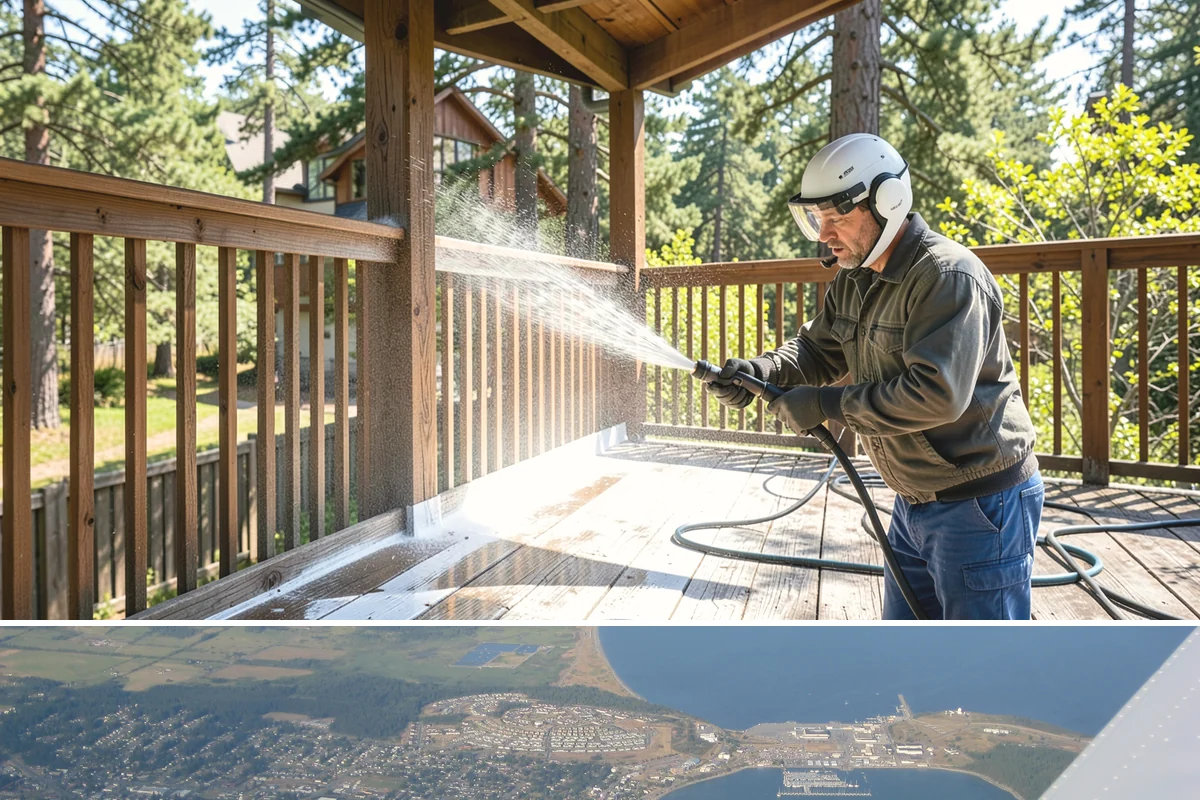 Tire Mark Removal in Oak Harbor, Island County, WA - Any dry stretch works well, with summer offering faster drying between treatment passes.