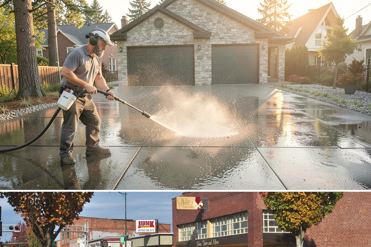 Tire Mark Removal in Puyallup, Pierce County, WA - Any dry stretch works well, with summer offering faster drying between treatment passes.
