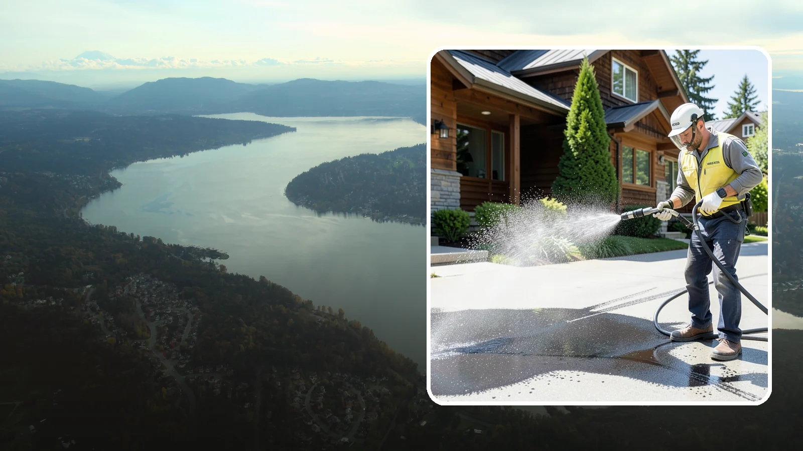 Tire Mark Removal in Sammamish, King County, WA - Removal of black tire marks and scuffs that build up where vehicles turn and brake on driveways.
