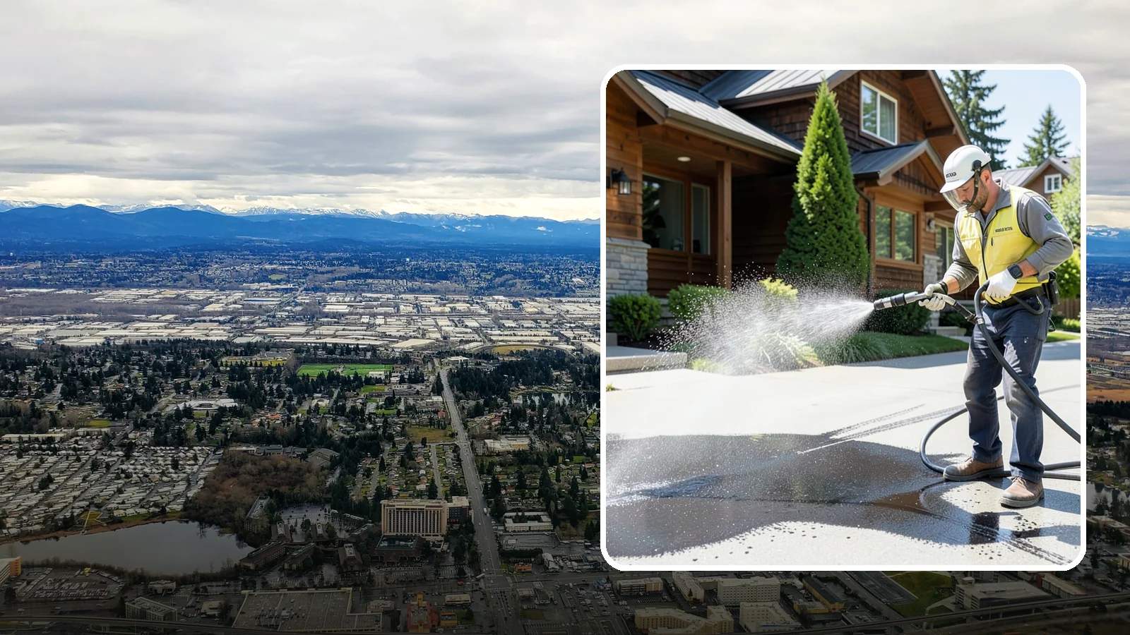 Tire Mark Removal in SeaTac, King County, WA - Removal of black tire marks and scuffs that build up where vehicles turn and brake on driveways.
