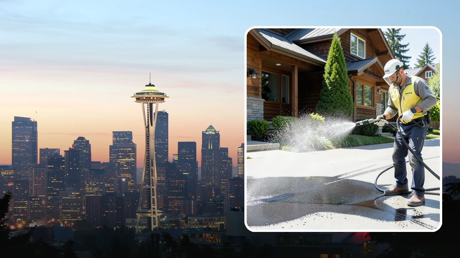 Tire Mark Removal in Seattle, King County, WA - Removal of black tire marks and scuffs that build up where vehicles turn and brake on driveways.