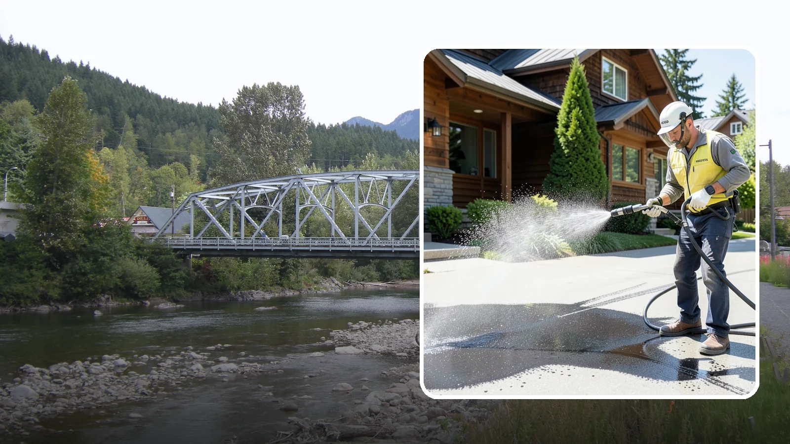 Tire Mark Removal in Skykomish, King County, WA - Removal of black tire marks and scuffs that build up where vehicles turn and brake on driveways.