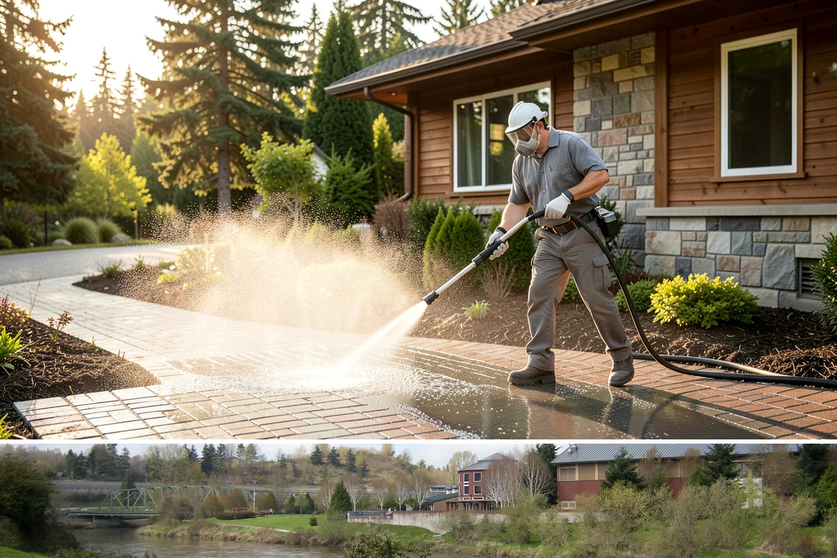 Tire Mark Removal in Tukwila, King County, WA - Any dry stretch works well, with summer offering faster drying between treatment passes.