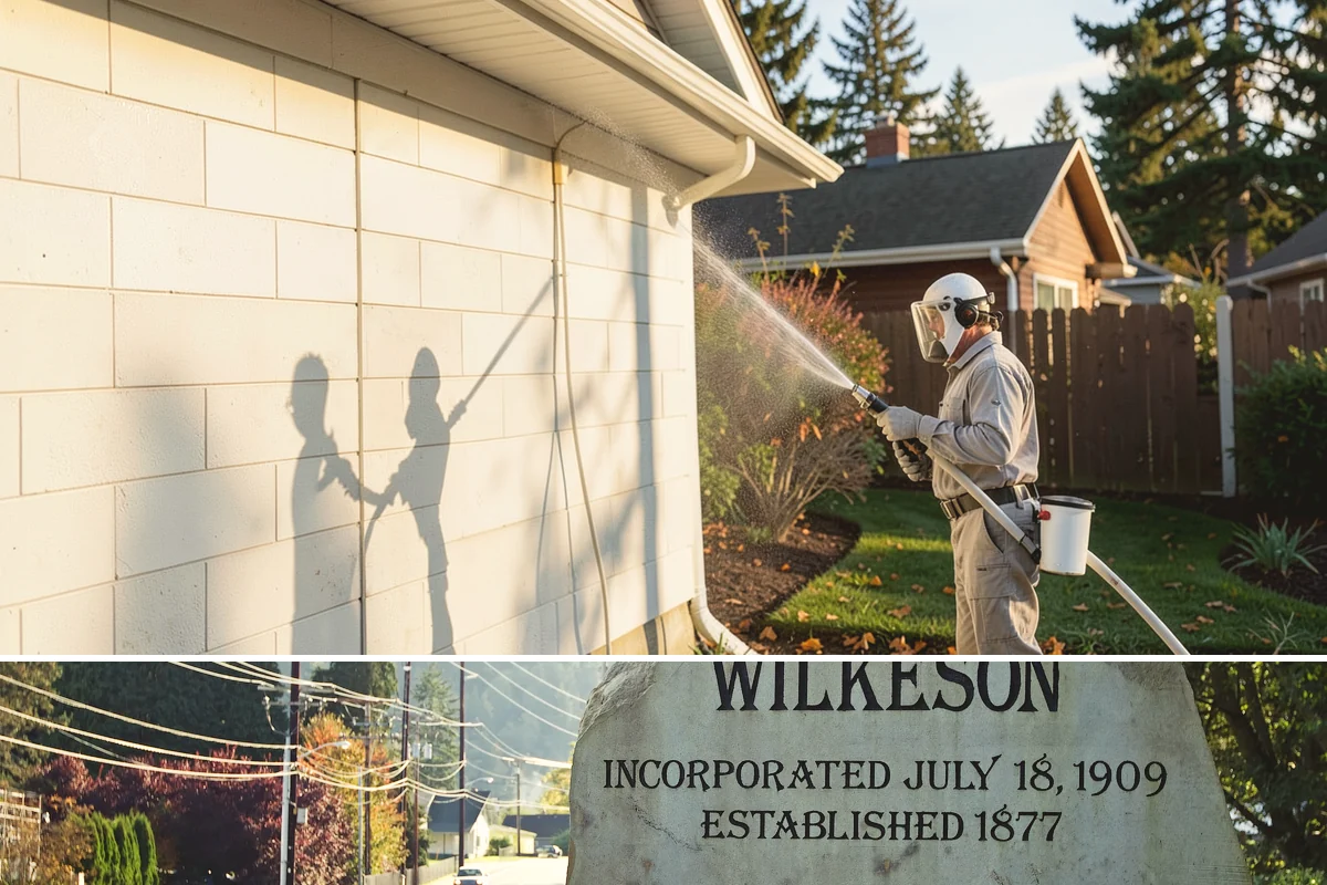 Tire Mark Removal in Wilkeson, Pierce County, WA - Any dry stretch works well, with summer offering faster drying between treatment passes.