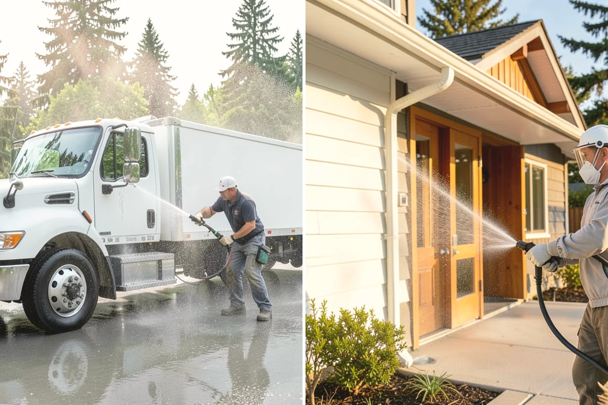 Trailer Washing in Burien, King County, WA - Rinse loose mud from the bed and frame