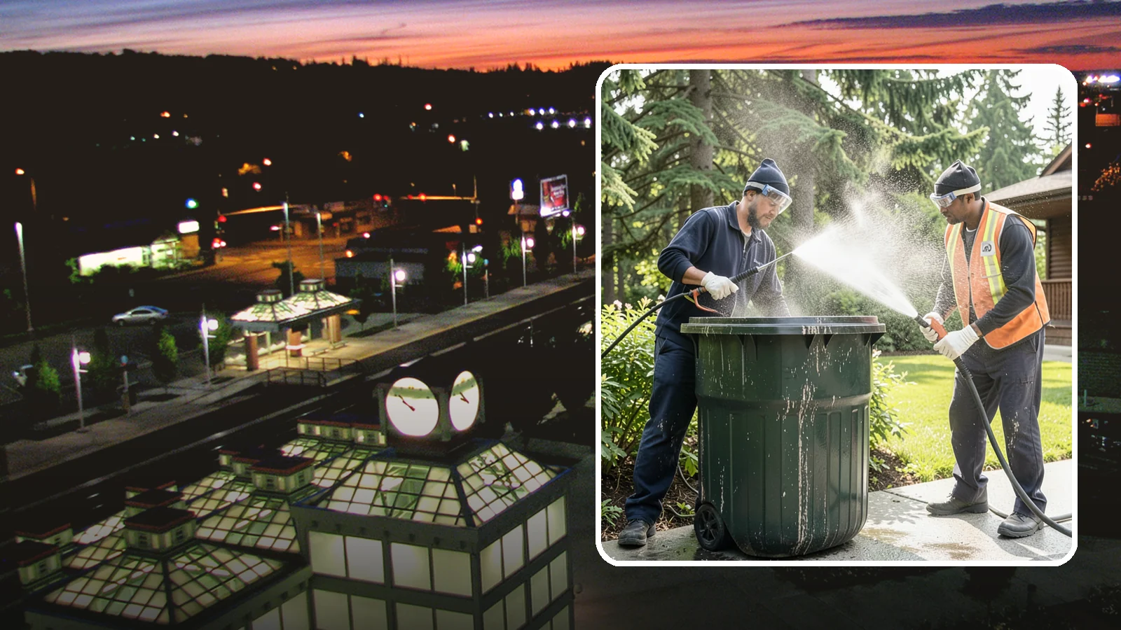 Trash Can Cleaning in Auburn, King County, WA - We clean and deodorize trash cans to remove the grime, residue, and odor that build inside and outside the bins.