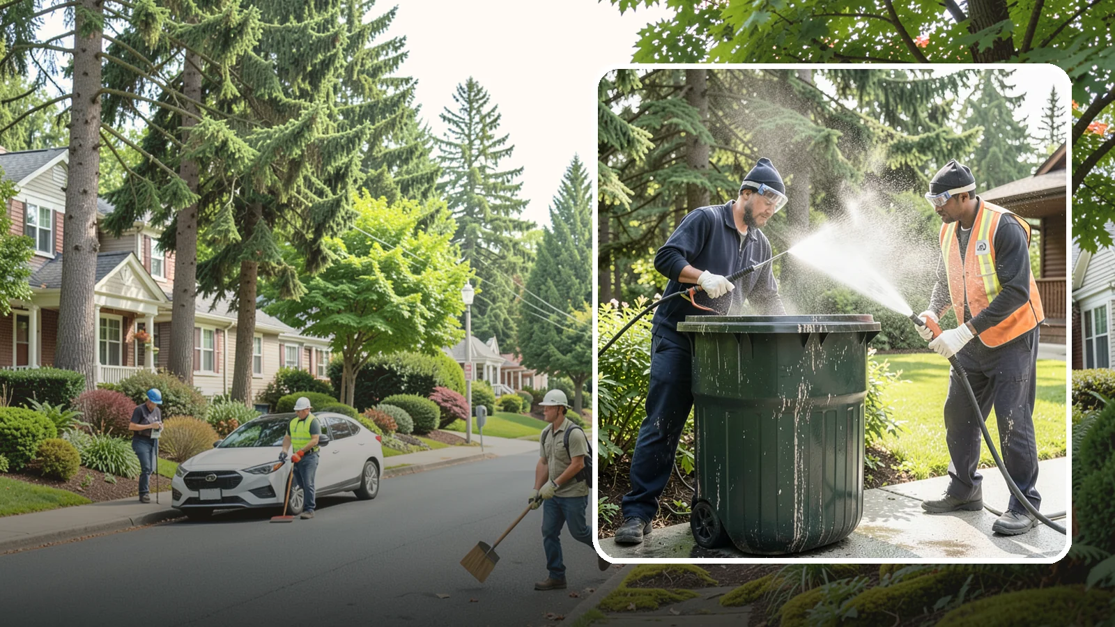 Trash Can Cleaning in Beaux Arts Village, King County, WA - We clean and deodorize trash cans to remove the grime, residue, and odor that build inside and outside the bins.