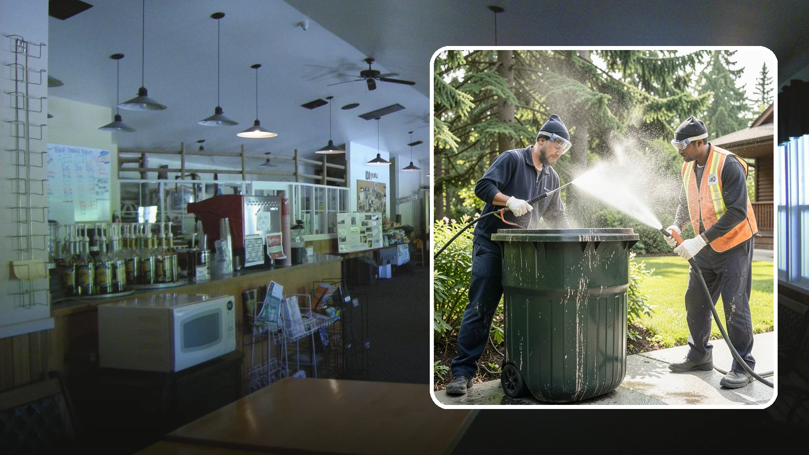 Trash Can Cleaning in Black Diamond, King County, WA - We clean and deodorize trash cans to remove the grime, residue, and odor that build inside and outside the bins.