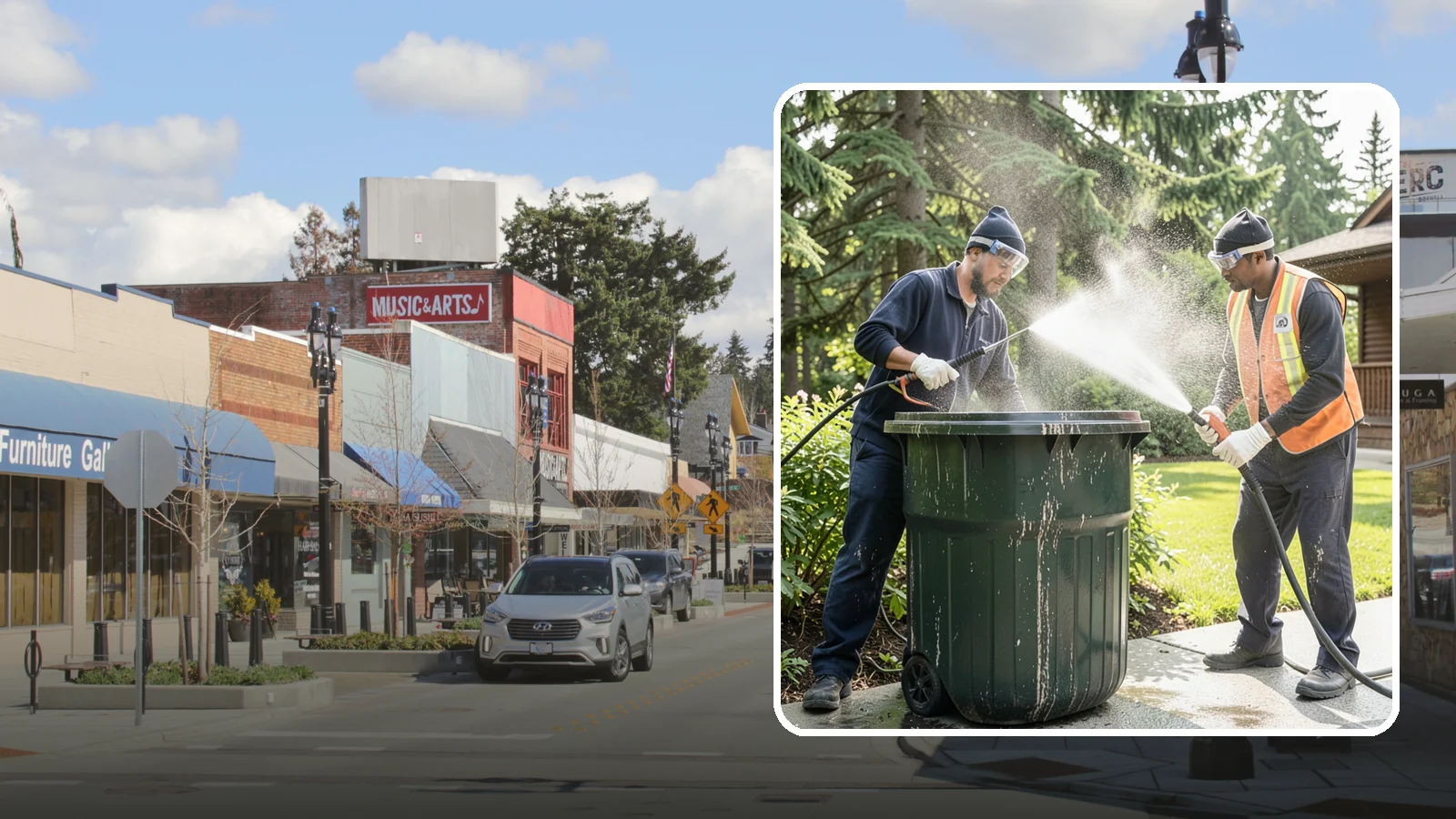 Trash Can Cleaning in Bothell, King County, WA - We clean and deodorize trash cans to remove the grime, residue, and odor that build inside and outside the bins.