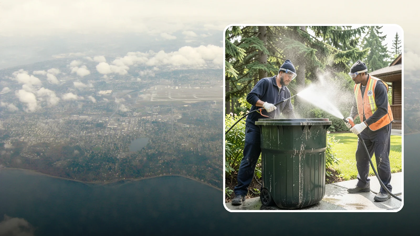 Trash Can Cleaning in Burien, King County, WA - We clean and deodorize trash cans to remove the grime, residue, and odor that build inside and outside the bins.