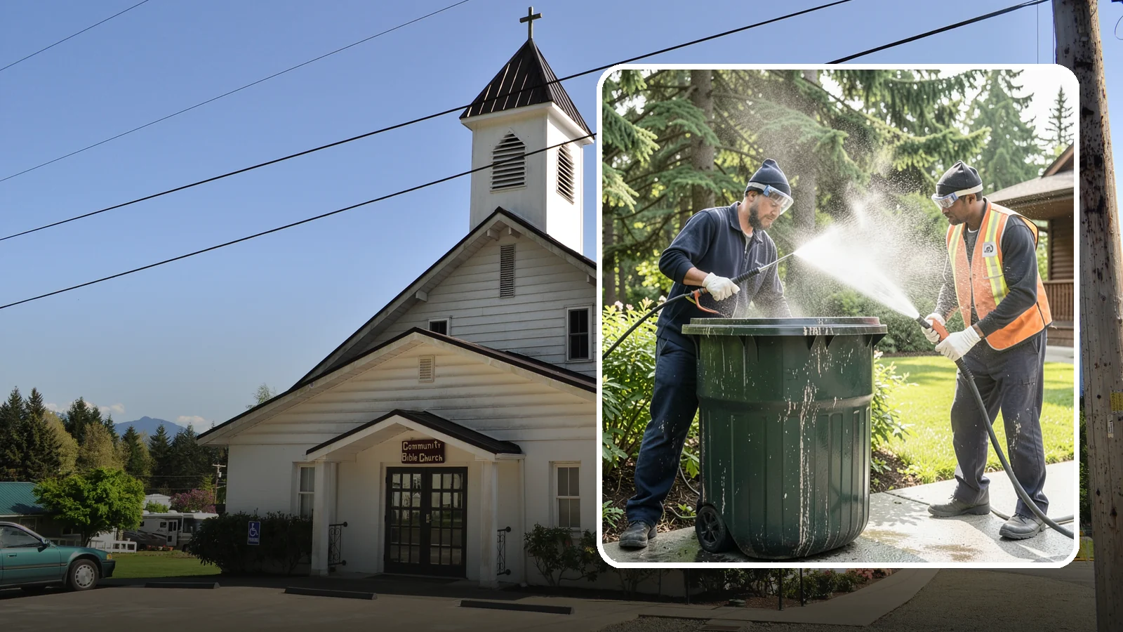 Trash Can Cleaning in Concrete, Skagit County, WA - We clean and deodorize trash cans to remove the grime, residue, and odor that build inside and outside the bins.