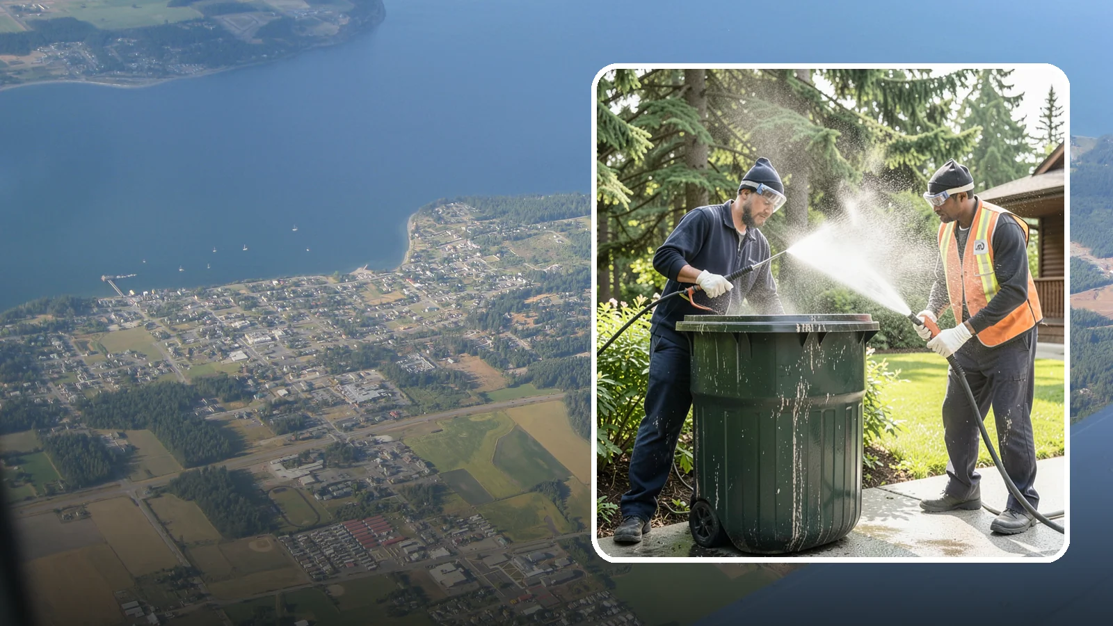 Trash Can Cleaning in Coupeville, Island County, WA - We clean and deodorize trash cans to remove the grime, residue, and odor that build inside and outside the bins.