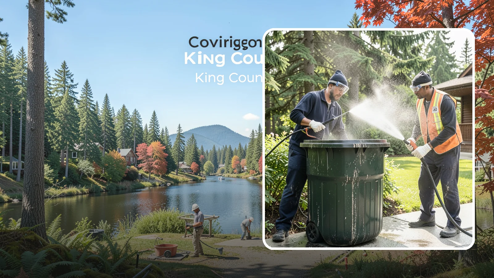 Trash Can Cleaning in Covington, King County, WA - We clean and deodorize trash cans to remove the grime, residue, and odor that build inside and outside the bins.