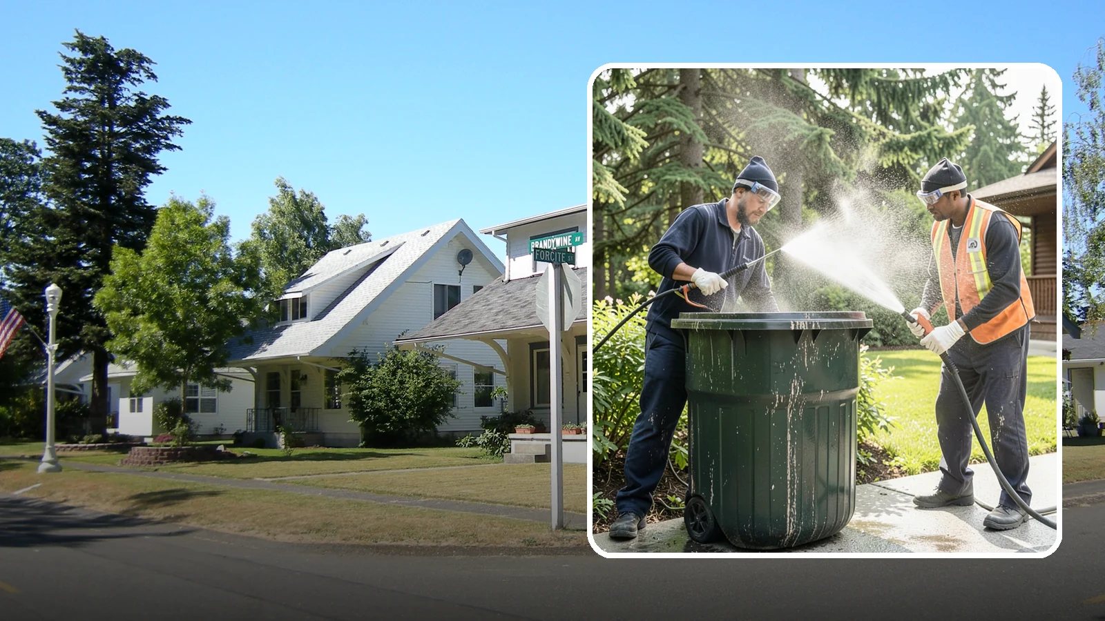 Trash Can Cleaning in DuPont, Pierce County, WA - We clean and deodorize trash cans to remove the grime, residue, and odor that build inside and outside the bins.