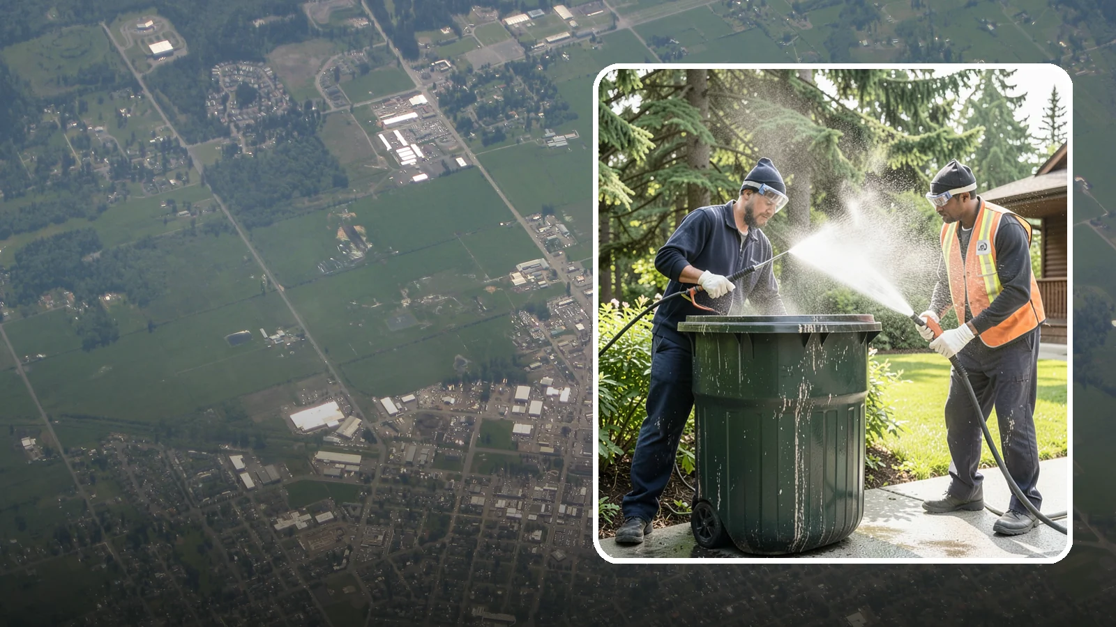 Trash Can Cleaning in Enumclaw, King County, WA - We clean and deodorize trash cans to remove the grime, residue, and odor that build inside and outside the bins.