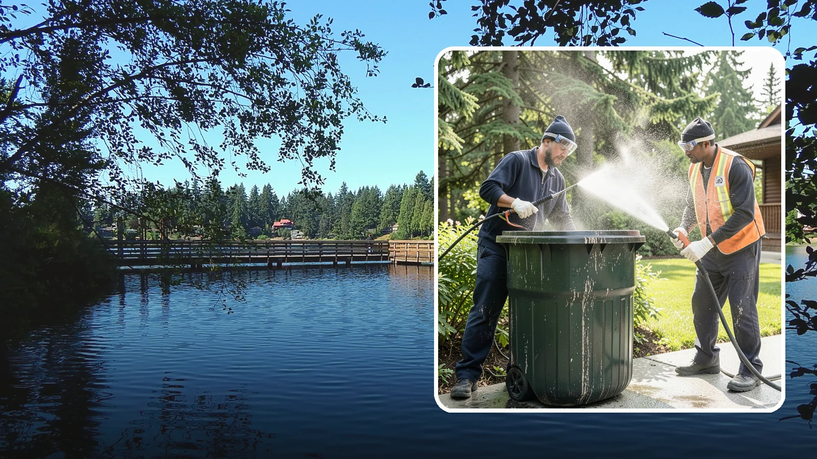 Trash Can Cleaning in Federal Way, King County, WA - We clean and deodorize trash cans to remove the grime, residue, and odor that build inside and outside the bins.
