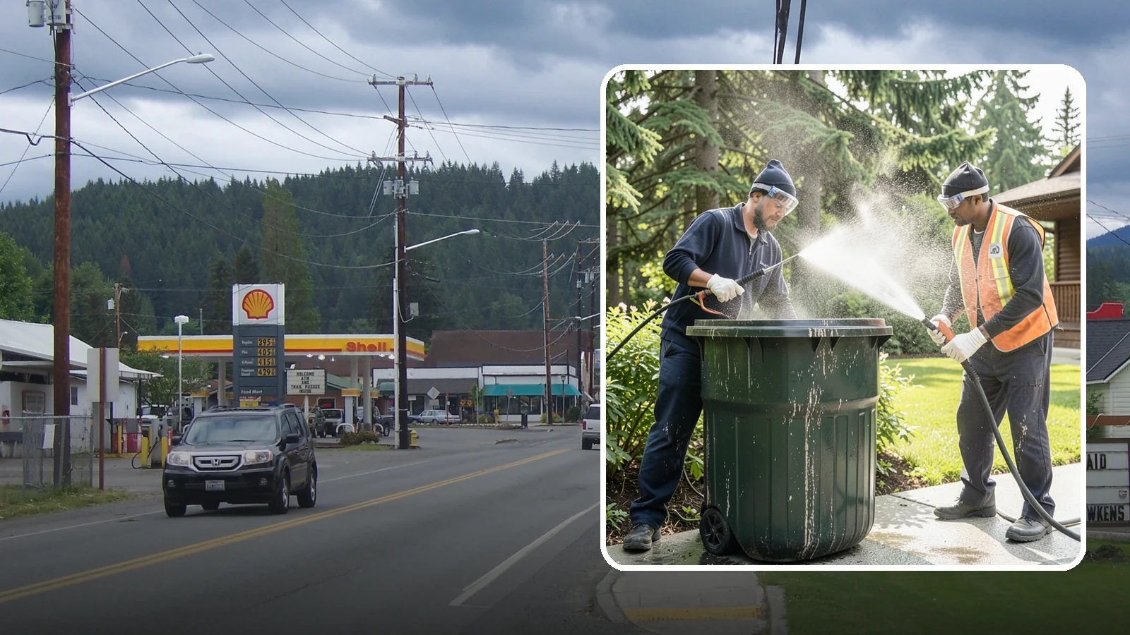 Trash Can Cleaning in Granite Falls, Snohomish County, WA - We clean and deodorize trash cans to remove the grime, residue, and odor that build inside and outside the bins.