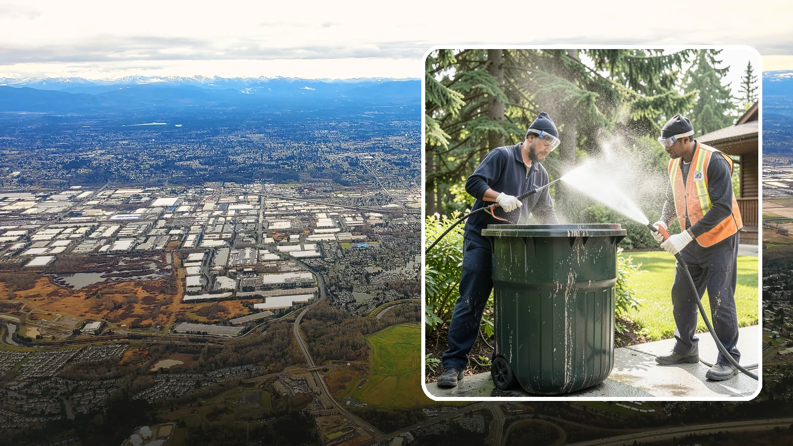 Trash Can Cleaning in Kent, King County, WA - We clean and deodorize trash cans to remove the grime, residue, and odor that build inside and outside the bins.