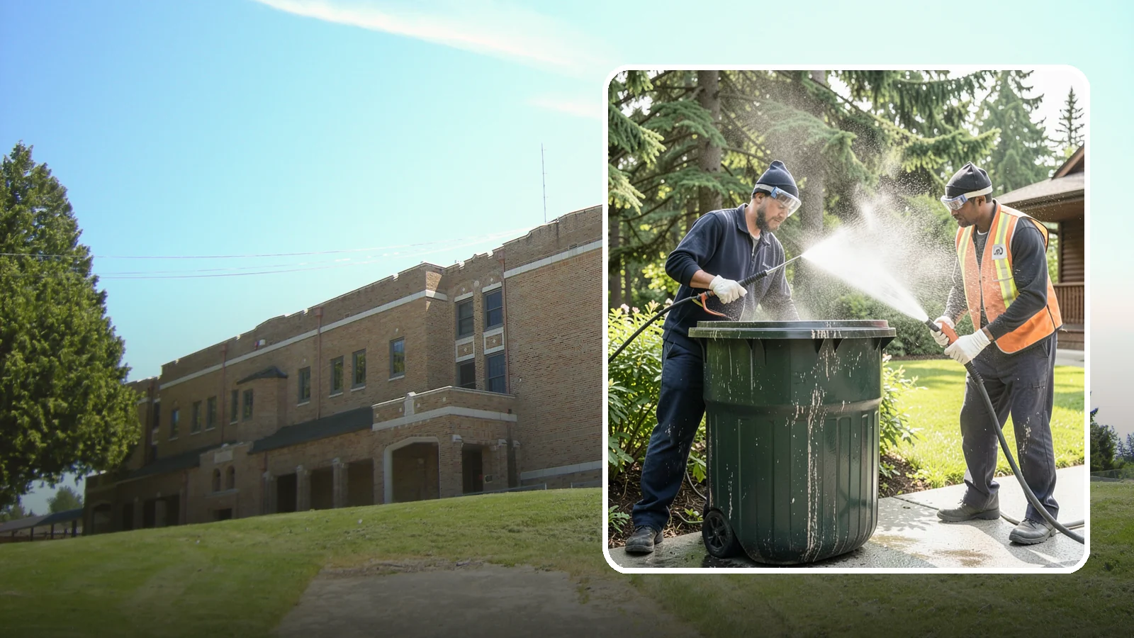 Trash Can Cleaning in Maple Valley, King County, WA - We clean and deodorize trash cans to remove the grime, residue, and odor that build inside and outside the bins.