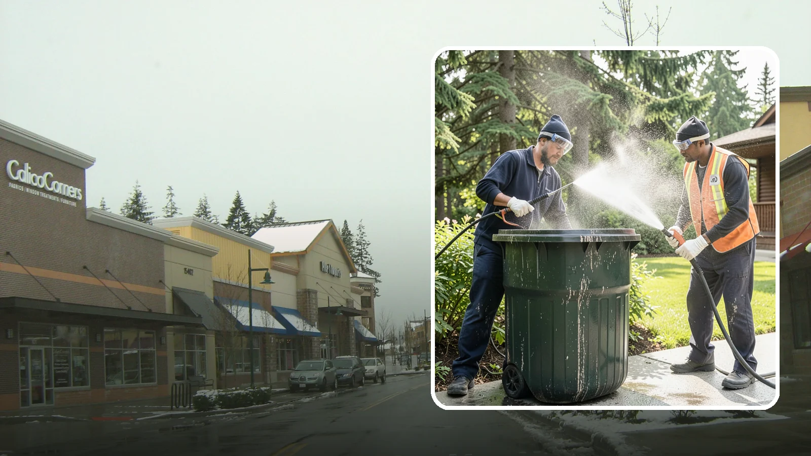 Trash Can Cleaning in Mill Creek, Snohomish County, WA - We clean and deodorize trash cans to remove the grime, residue, and odor that build inside and outside the bins.