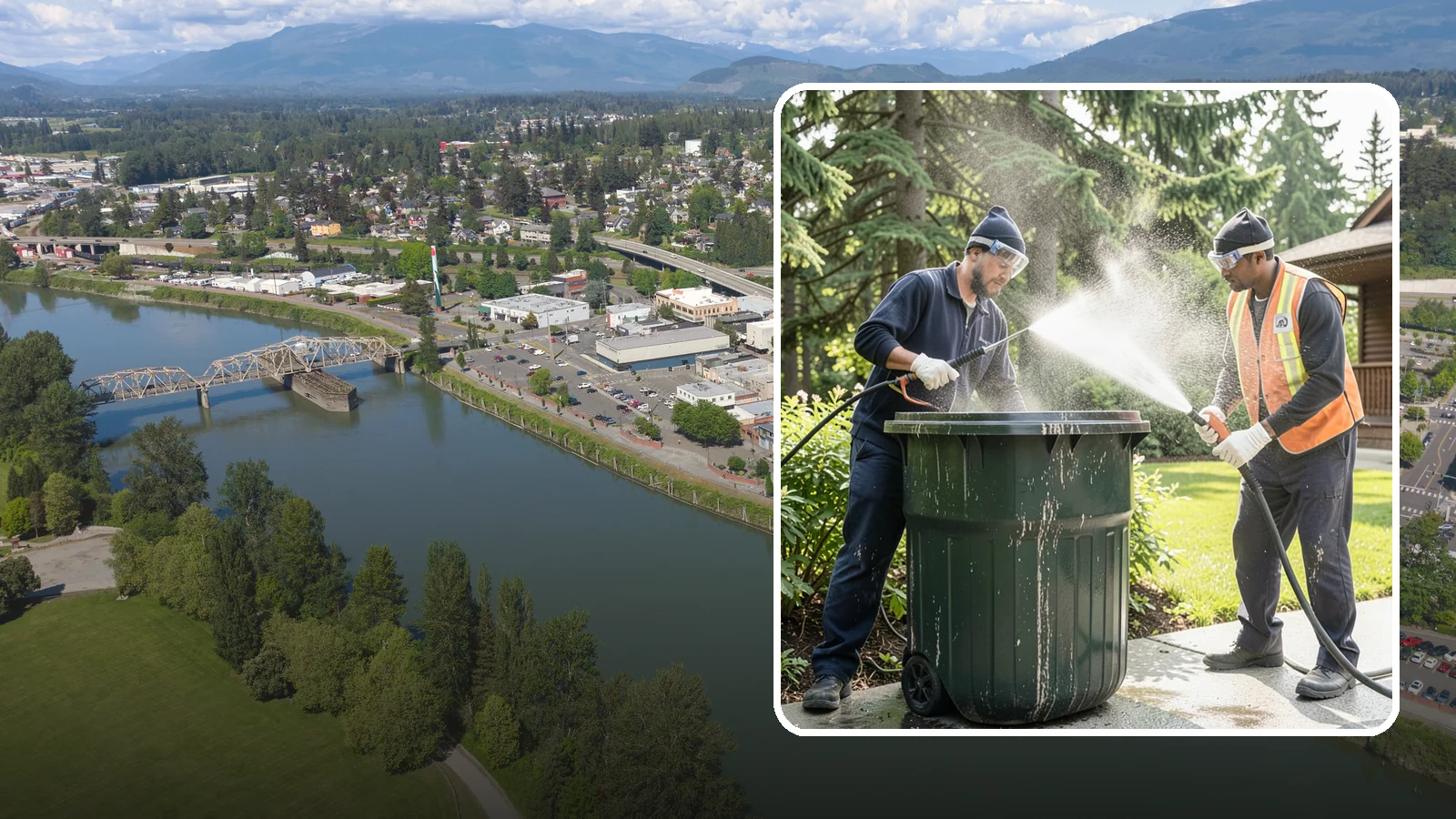 Trash Can Cleaning in Mount Vernon, Skagit County, WA - We clean and deodorize trash cans to remove the grime, residue, and odor that build inside and outside the bins.
