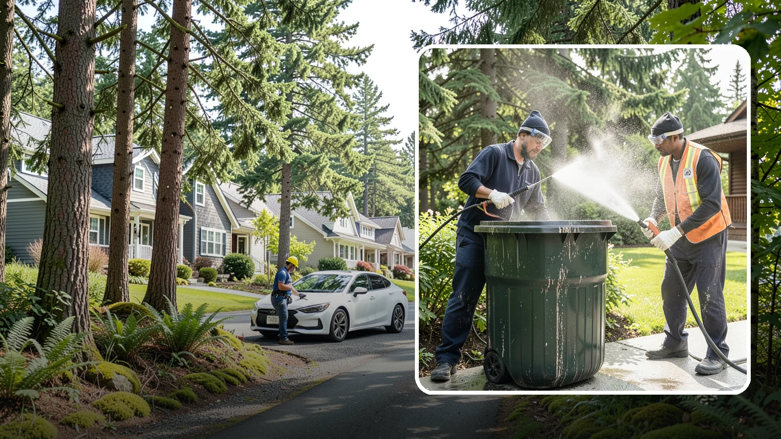 Trash Can Cleaning in Normandy Park, King County, WA - We clean and deodorize trash cans to remove the grime, residue, and odor that build inside and outside the bins.