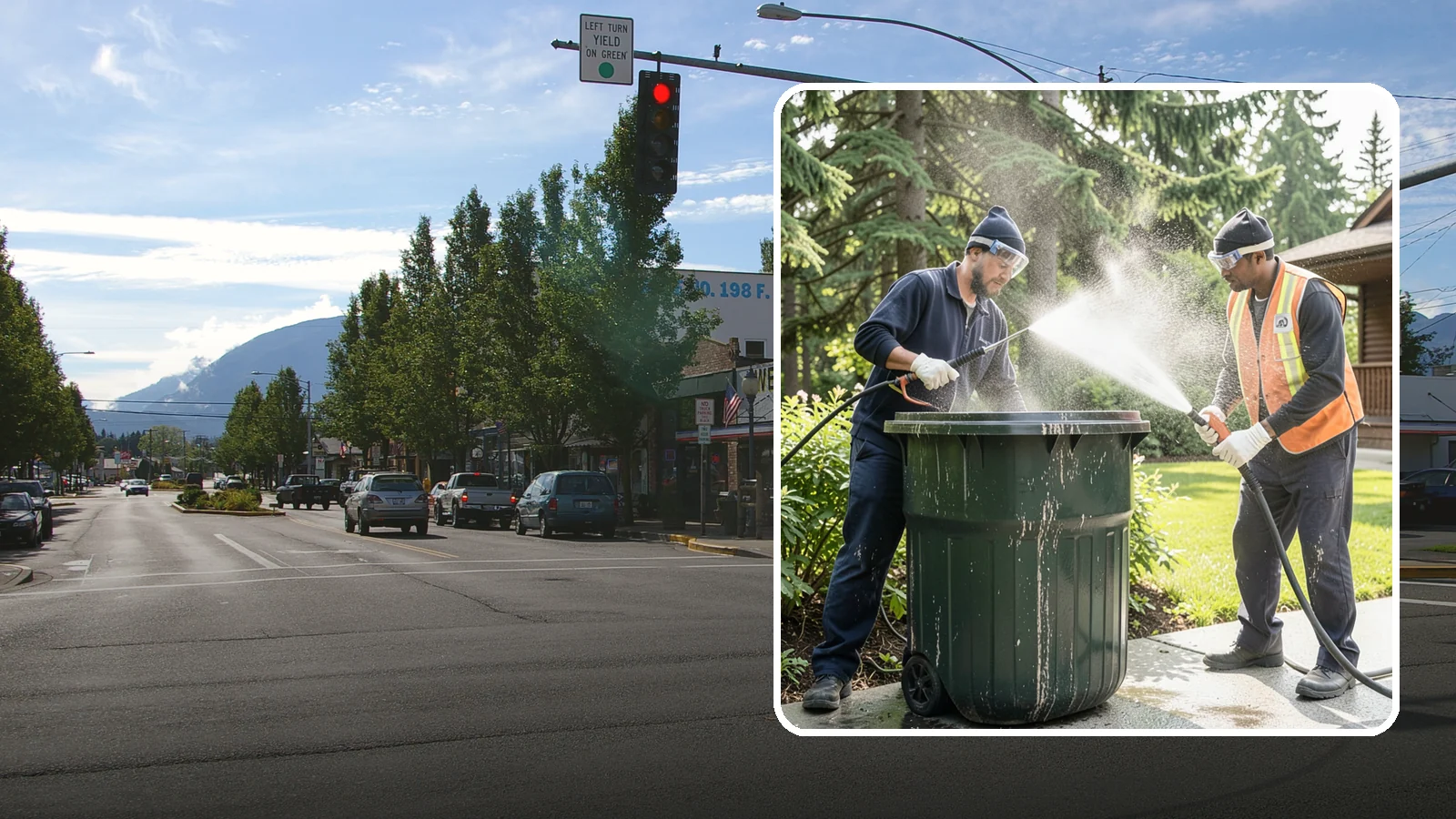 Trash Can Cleaning in North Bend, King County, WA - We clean and deodorize trash cans to remove the grime, residue, and odor that build inside and outside the bins.