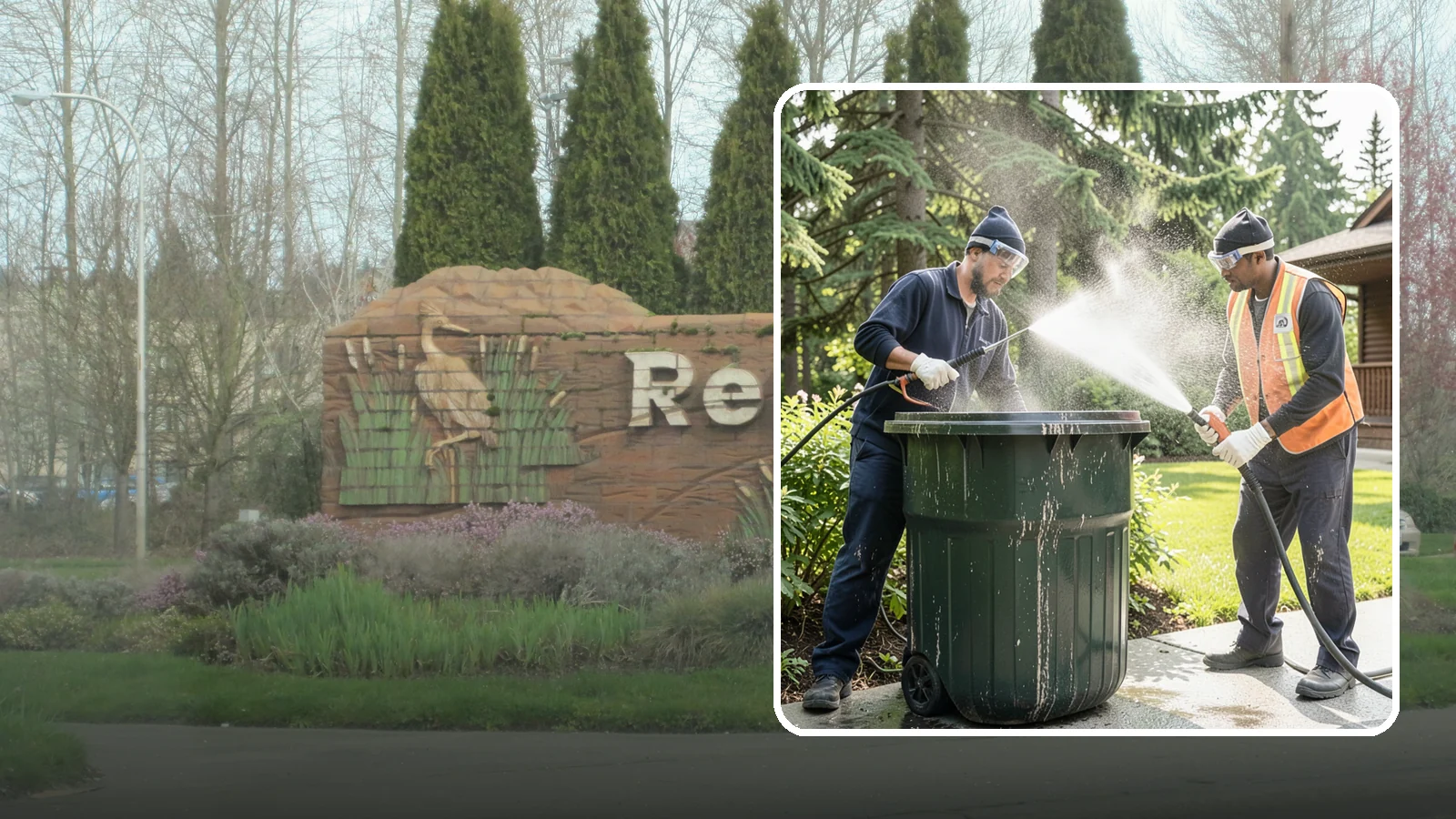 Trash Can Cleaning in Renton, King County, WA - We clean and deodorize trash cans to remove the grime, residue, and odor that build inside and outside the bins.