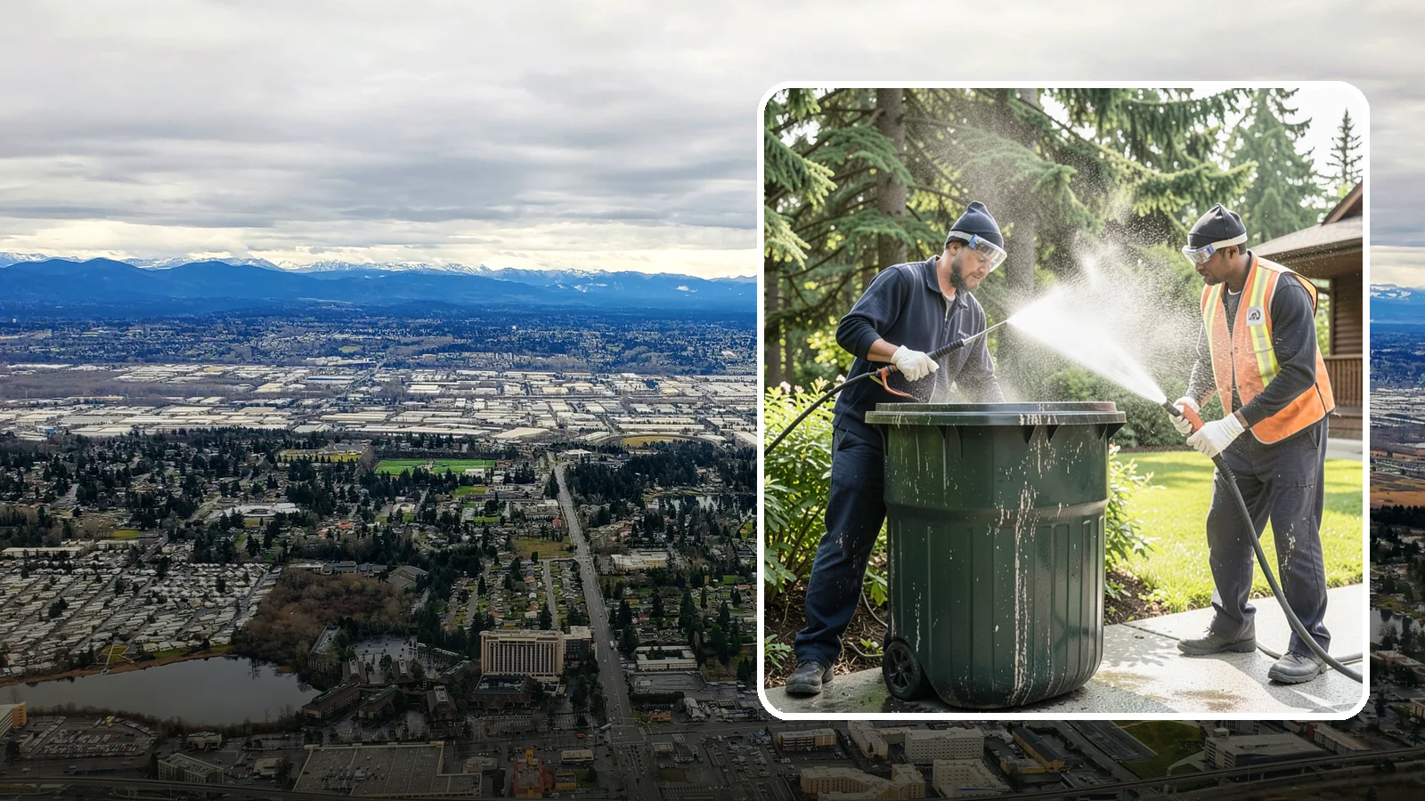 Trash Can Cleaning in SeaTac, King County, WA - We clean and deodorize trash cans to remove the grime, residue, and odor that build inside and outside the bins.