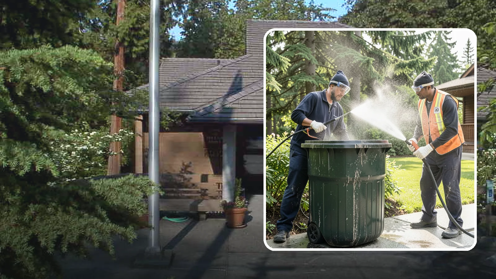 Trash Can Cleaning in Yarrow Point, King County, WA - We clean and deodorize trash cans to remove the grime, residue, and odor that build inside and outside the bins.