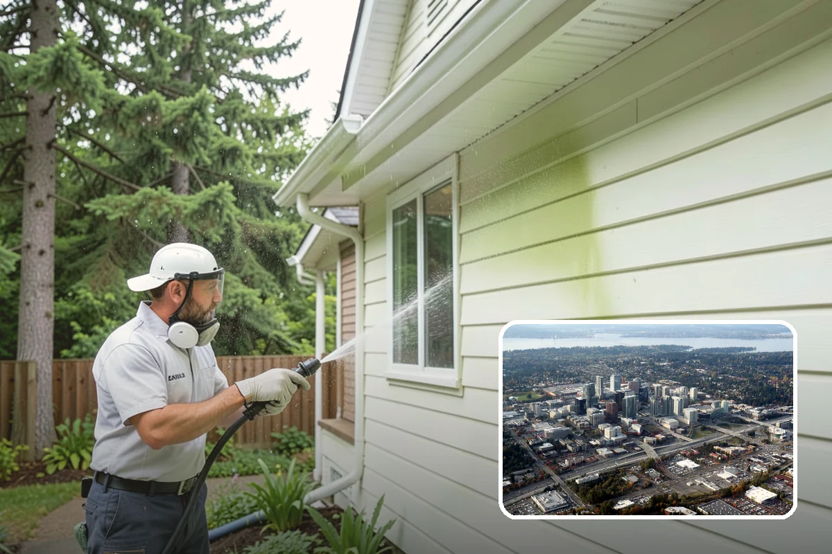 Trellis Cleaning in Bellevue, King County, WA - Clears algae and cobwebs from tight lattice crossings